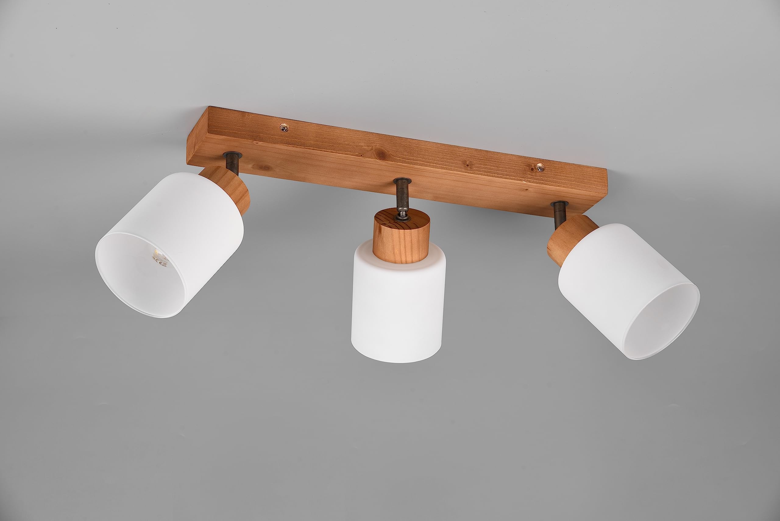 Reality, Faretto, Assam 3xE14, max.25,0 W Vetro, Bianco, Finitura: Legno naturale, Naturale L:45,0cm, L:10,0cm, A:21,0cm Montaggio sia a parete che a s,IP20,Senza illuminante