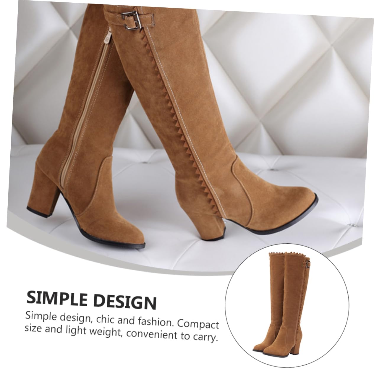 Botas Mujer Tacon Alto Botas Femeninas Botas De Ante Tacón Grueso Botas De Invierno Otoño Botas Largas Botas De Caballero Material De La : Caucho Light Brown