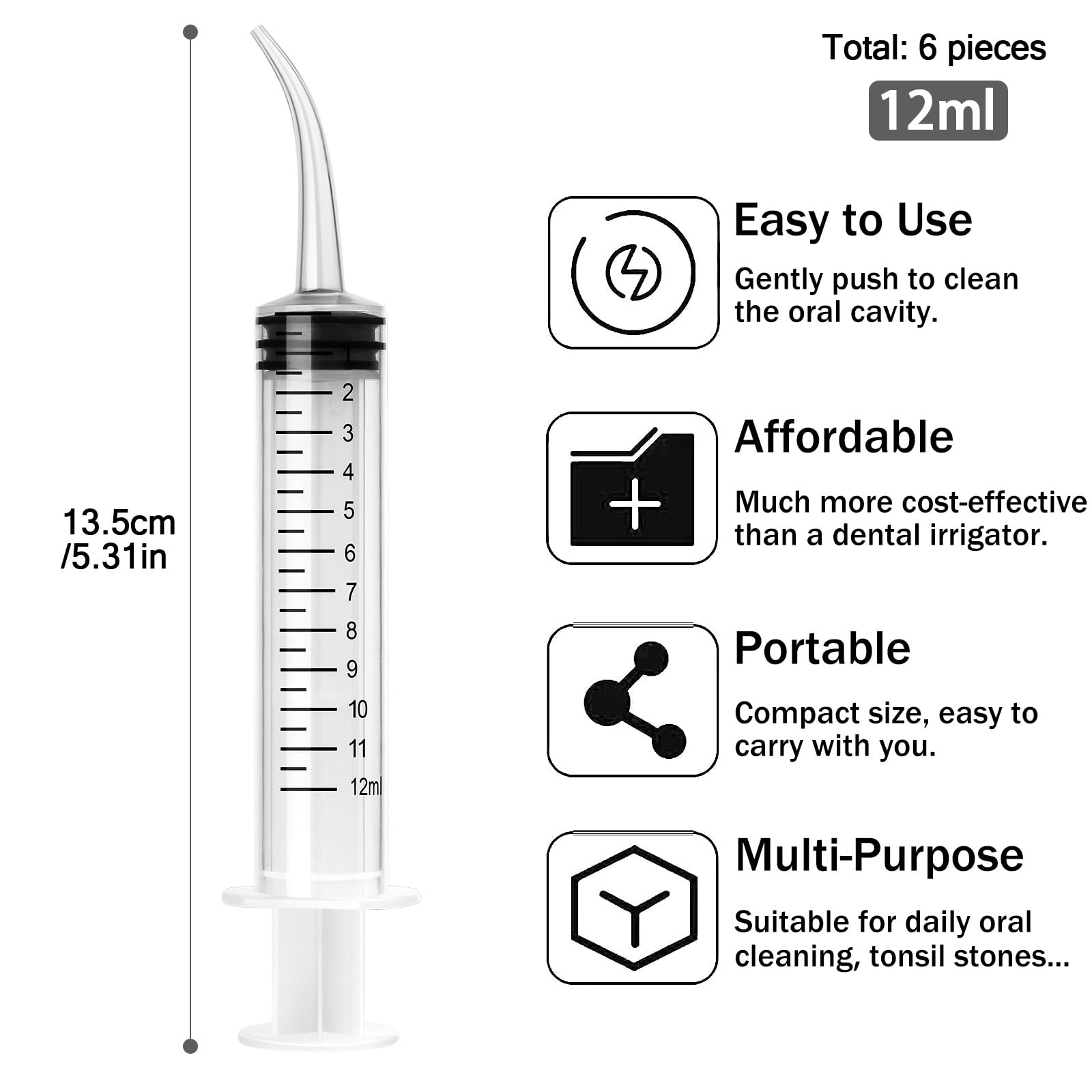 Global Medical Products Curved Tip Dental Syringe 12cc - Bulk QTY 600 (Sterile)