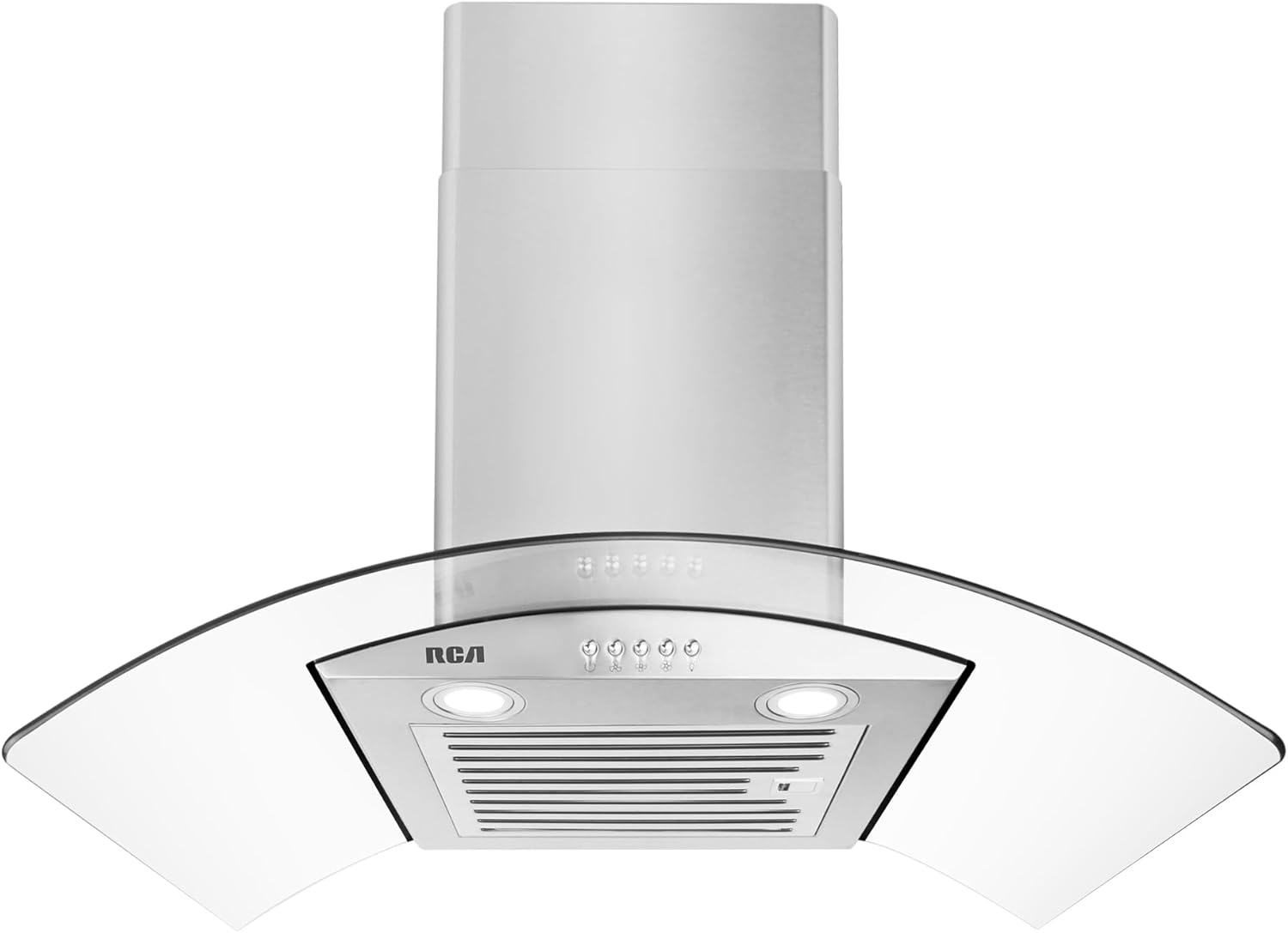 RCA R-RHWM2R30BSS 30 in. Regency Collection 400 CFM Ducted Glass Canopy Wall Mount Range Hood, Push Buttons, LEDs, Stainless Steel