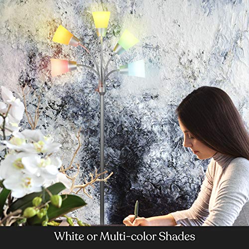 Brightech Medusa Modern Led Floor Lamp – Multi Head Dimmable Floor Lamp For Living Rooms & Offices – Tall Lamp With Interchangeable Shade, Standing Lamp With 5 Led Bulbs For Hobbies - Silver #TOP7