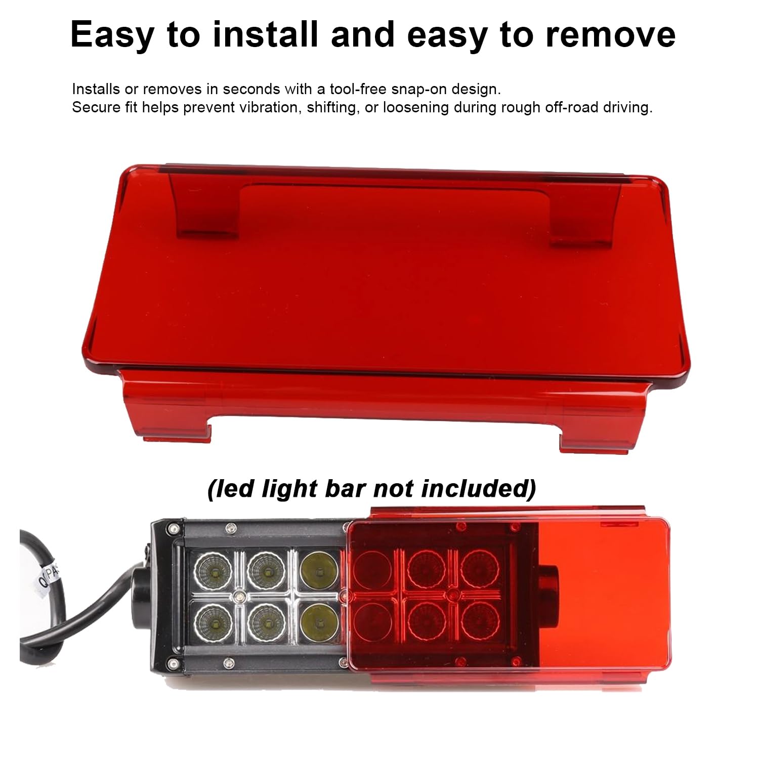 Kit de cubierta de lente roja para barra de luz LED de 12 pulgadas, 2 fundas de policarbonato a presión de 6 pulgadas, a prueba de polvo y a los arañazos, cubiertas modulares protectoras para ATV, SUV