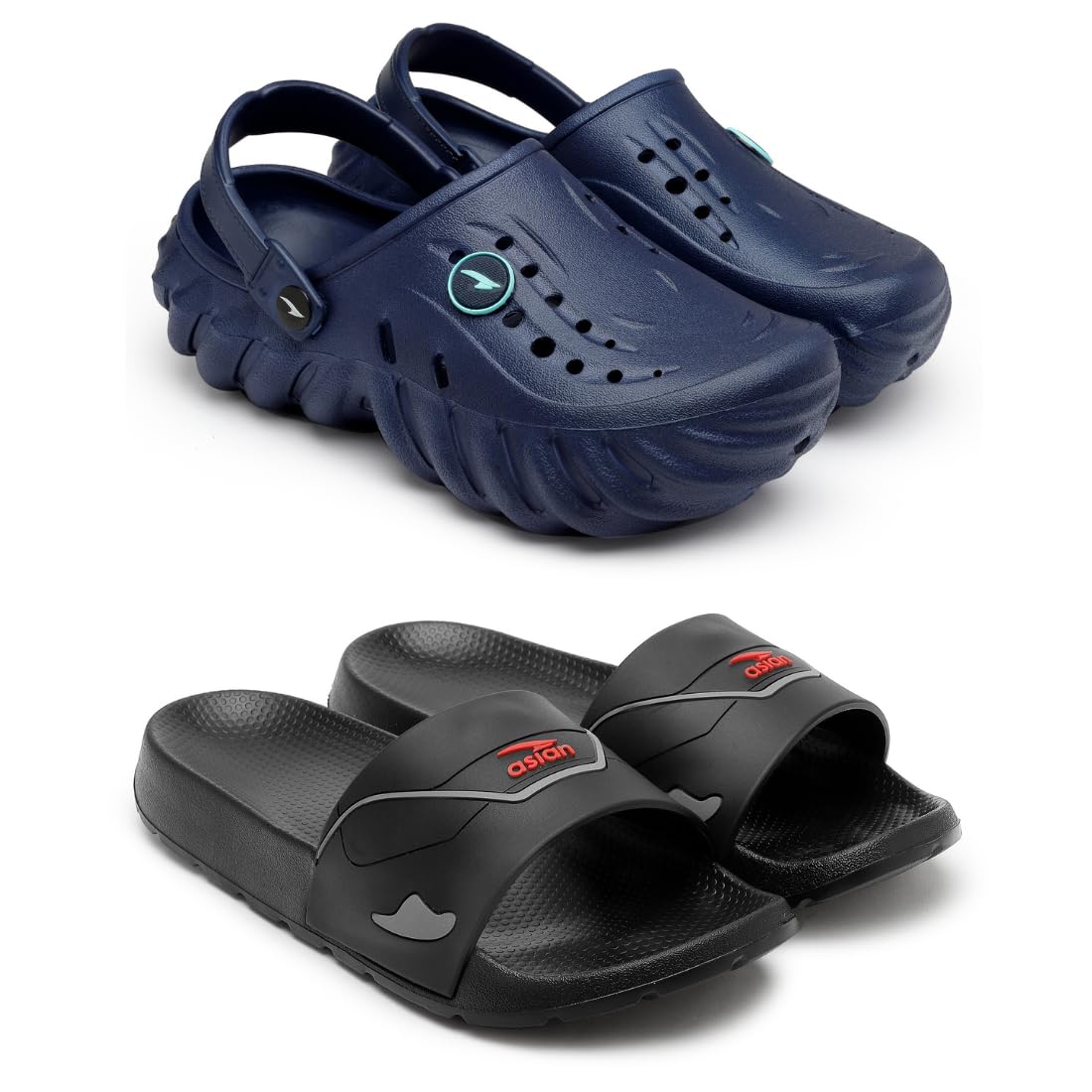 ASIAN Mens Combo Casual Walking Daily Used Clogs with Lightweight Design Clog & Slippers for Mens & Boys Navy Red (B0CTHC545S) Amazon Price History, Amazon Price Tracker