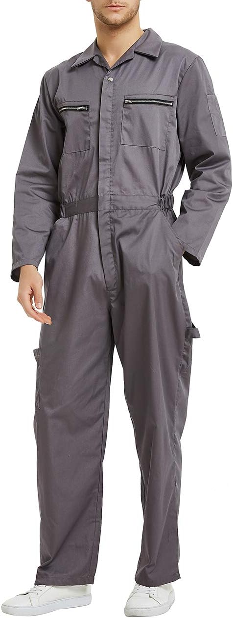 TopTie Men's Twill Action Back Coveralls Zipper Coverall Regular