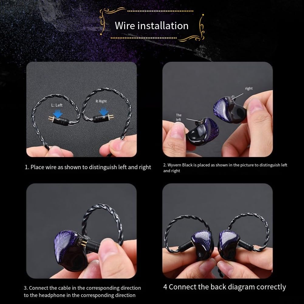 Zoegneer Auricolari in-ear con doppio driver dinamico con cavo staccabile per suono Hi-Fi, vestibilità comoda, materiale ABS, portatili, per viaggi e pendolari (3,5 mm)