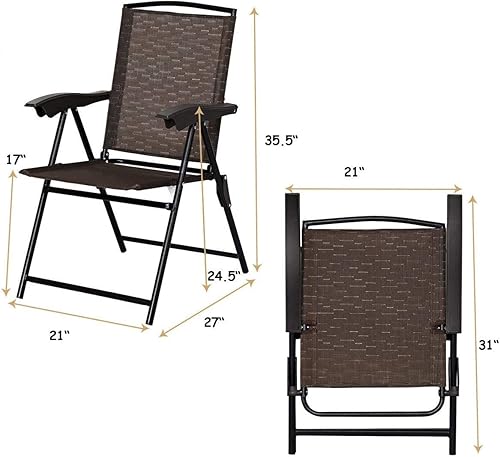 Miniatura 3 de Giantex Paquete de 2 sillas plegables para patio, sillas ajustables con apoyabrazos, sillas de comedor para patio, portátiles, para césped, camping,