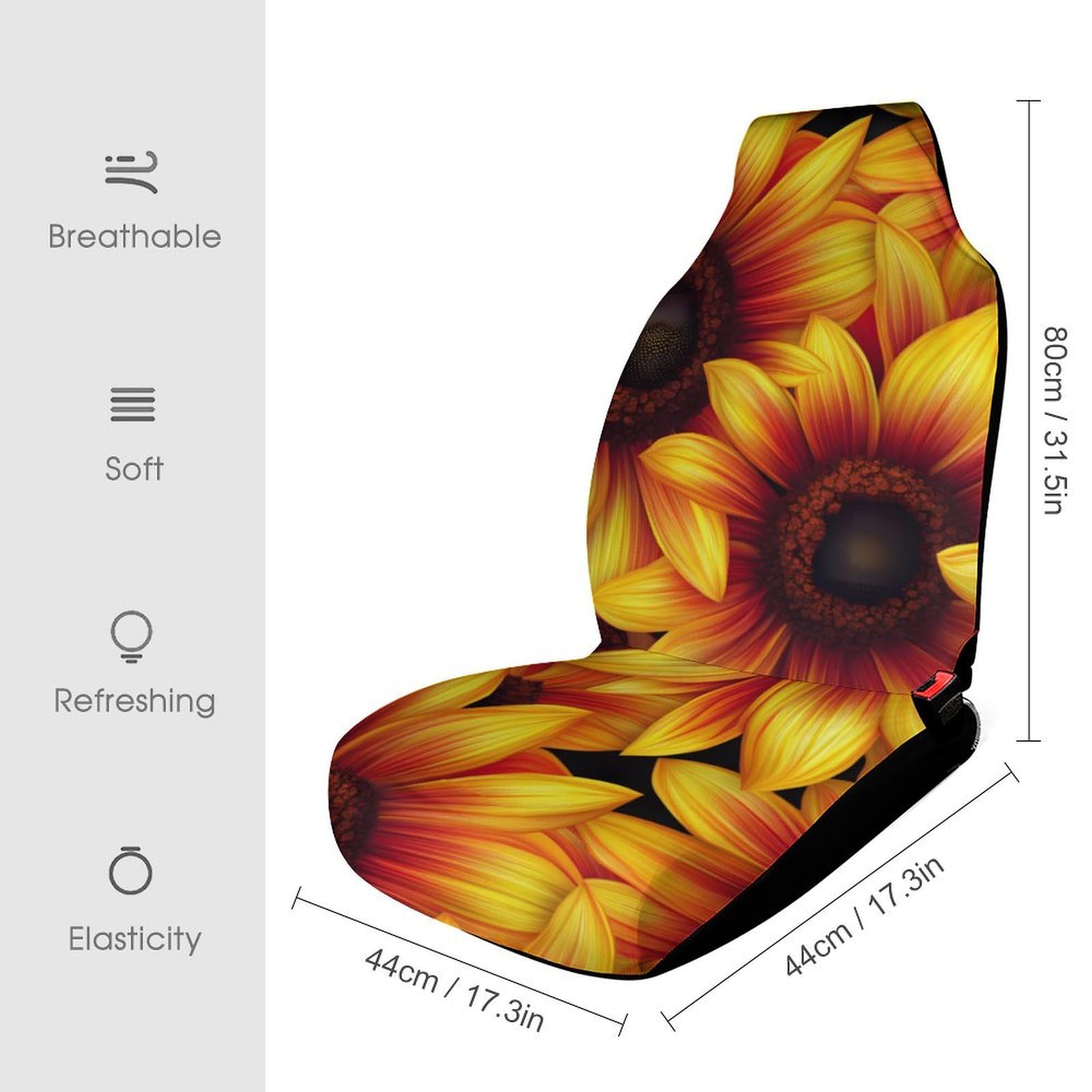 Sunflowers Floral Car Seat Covers Universal Car Front Seats Protector Auto Interior Accessories 2PCS