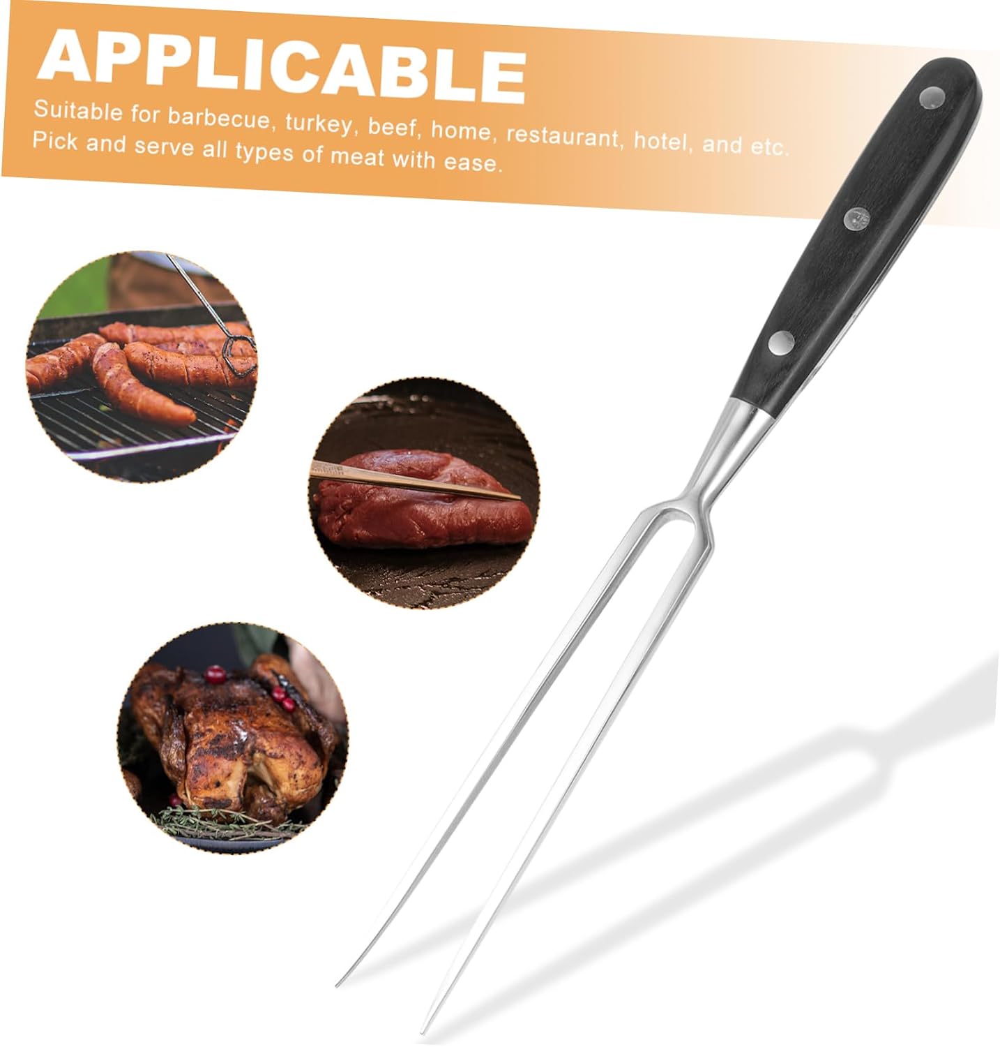 COLLBATH Stainless Steel Meat Fork for Carving and Serving Picnic and Barbecue Tool with Solid Handle for Home Restaurant and Outdoor Use