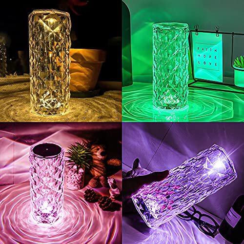Raincap Crystal Table Lamp, 16 Color Changing Usb Port Acrylic Rose Diamond Lamps With Touch & Remote Control, Led Crystal Touch Lamp Bedside Light For Decor Bedroom Living Room Party Dinner #TOP5