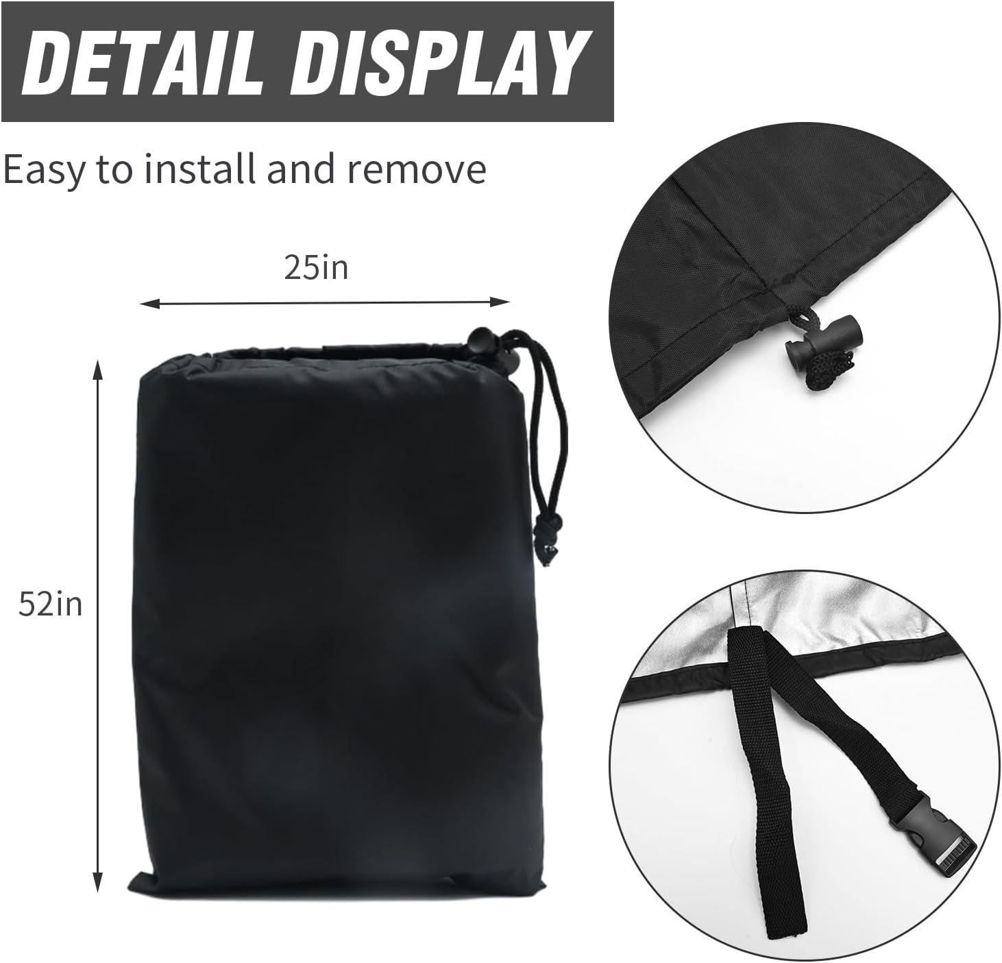 VIKKSAER Popcorn Machine Cover w/ Adjustable Drawstring, Replacement for GREAT NORTHERN, 420D Oxford Waterproof & Dustproof Popcorn Cart Cover(25"L X 18"W X 52"H)