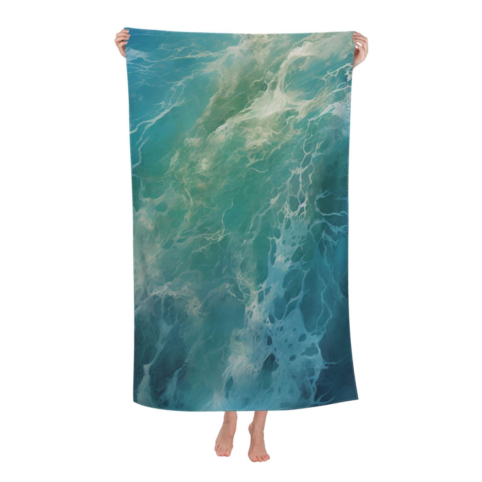 HLBSDM Ocean Background Beach Towel 52 x 32 in Vacation Essentials Quick Dry Sand Free Pool Swim Towel Super Absorbent Bath Towels Oversized Gym Towels Travel Blanket Gift