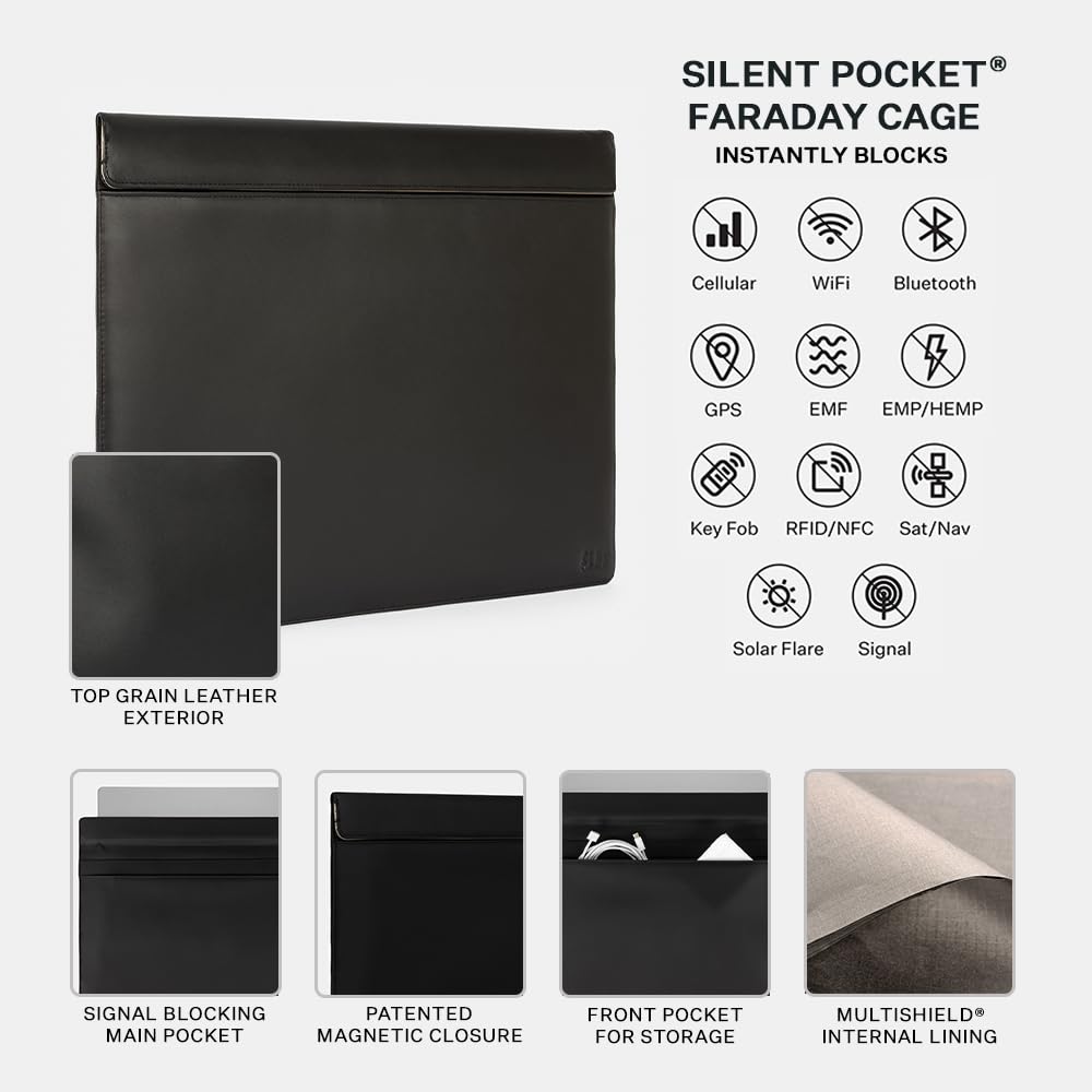 Amazon.com: SLNT Leather Faraday Bag with Silent Pocket Technology
