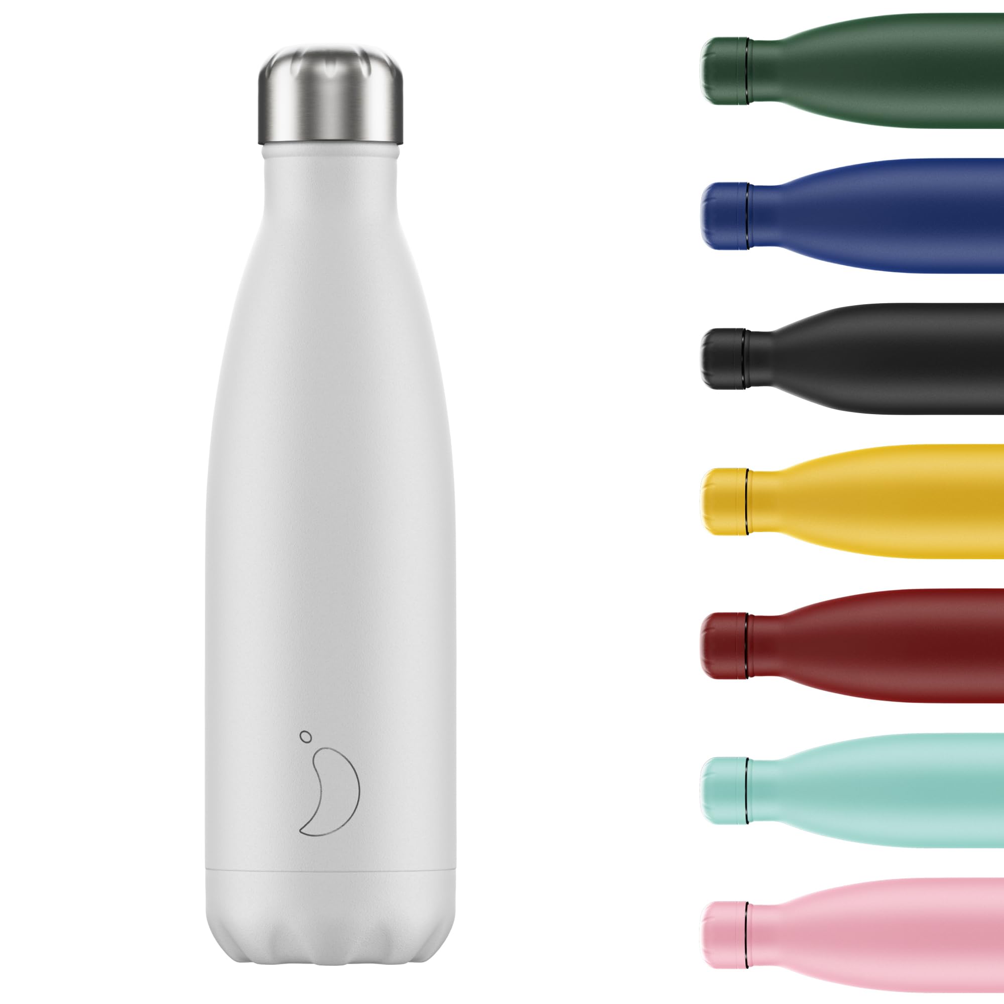 Chilly's Water Bottle - Stainless Steel and Reusable - Leak Proof, Sweat Free - White - 500ml