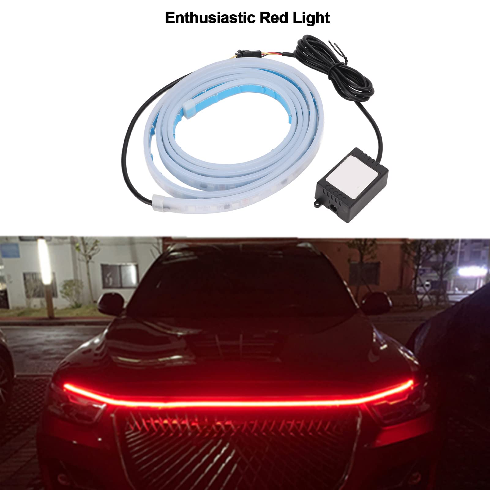 Tira de Luces LED para Exterior de Coche, 70 Pulgadas, RGB Multicolor, 12V, Impermeable, Control de Aplicación, para Capó