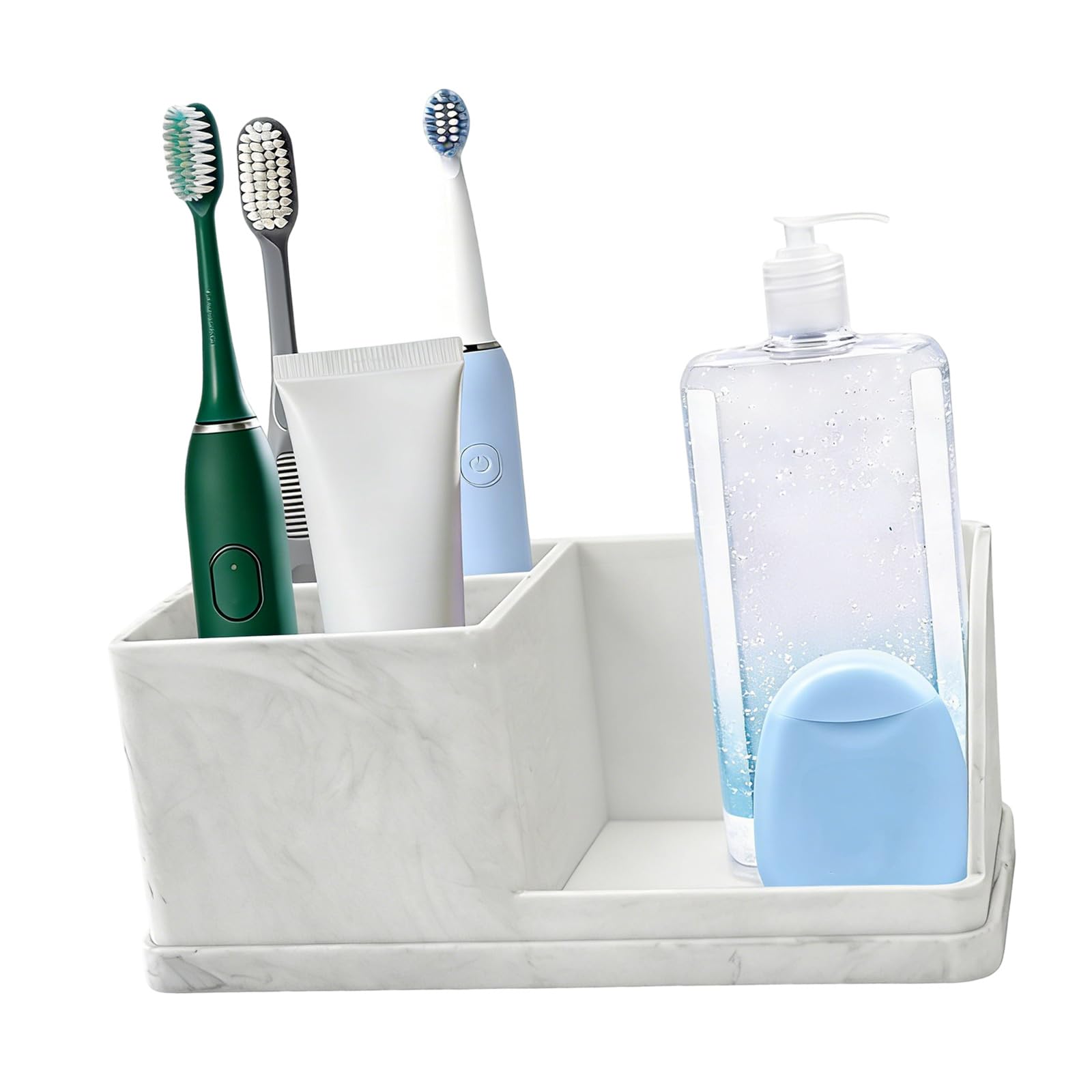 Modern Bathroom Vanity Holder with Drain Feature Keeps Items Dry and Organized on Countertop Bathroom Silicone Toothbrush Holder Draining Countertop for Hygienic Organization