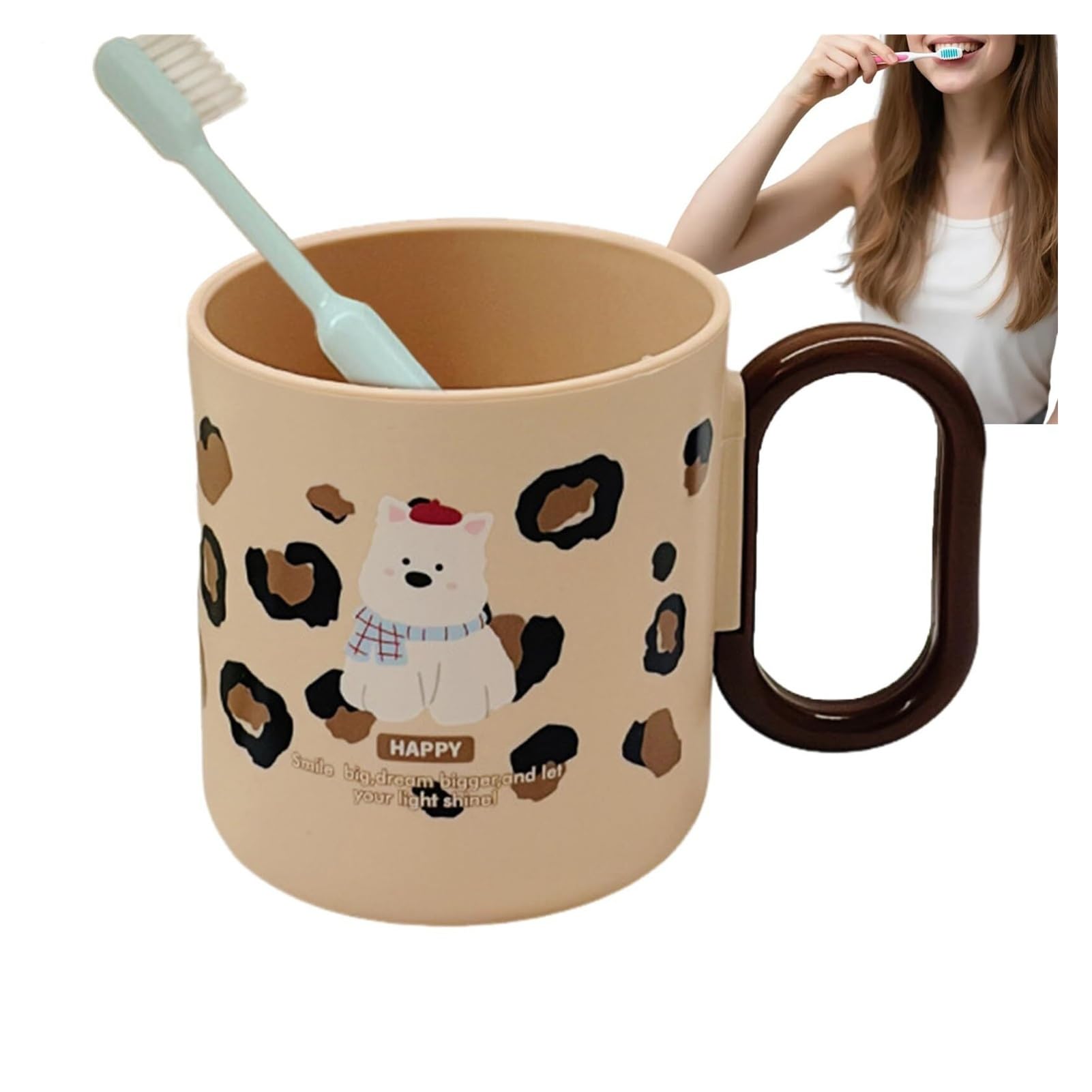 Toothbrush Holder Cup For Toothbrushes, Reusable Holder For Countertop Storage Toothbrush Reusable Mouthwash Cup(Brown)
