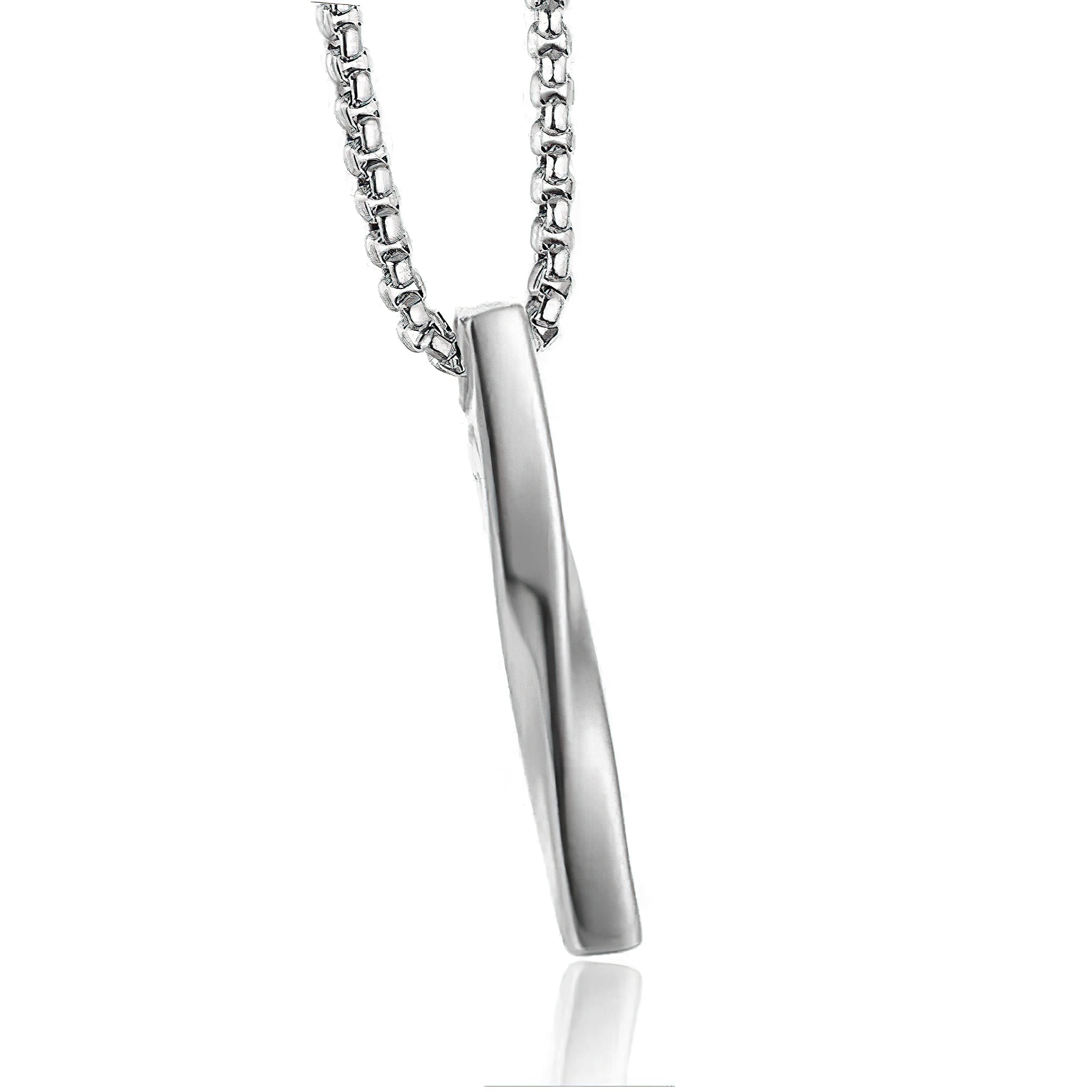 Men's Black Silver Chain For Men Twisted Cube Bar Pendant Stainless Steel Chain Necklace Silver Plated Black Silver Chain For Men Boys Men's Jewellery Anniversary Gift For Husband-image-46