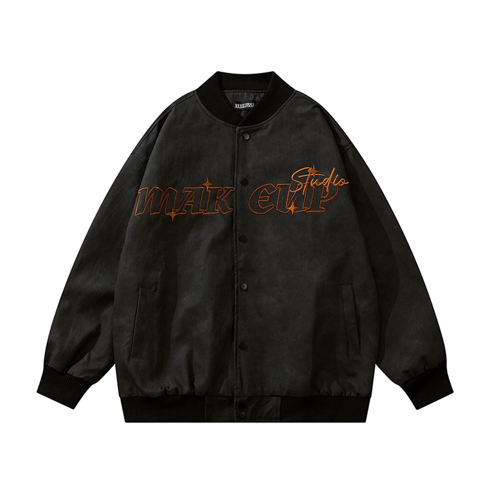TOXI Men High Street Bomber Jacket PU Leather Old Embroidered 