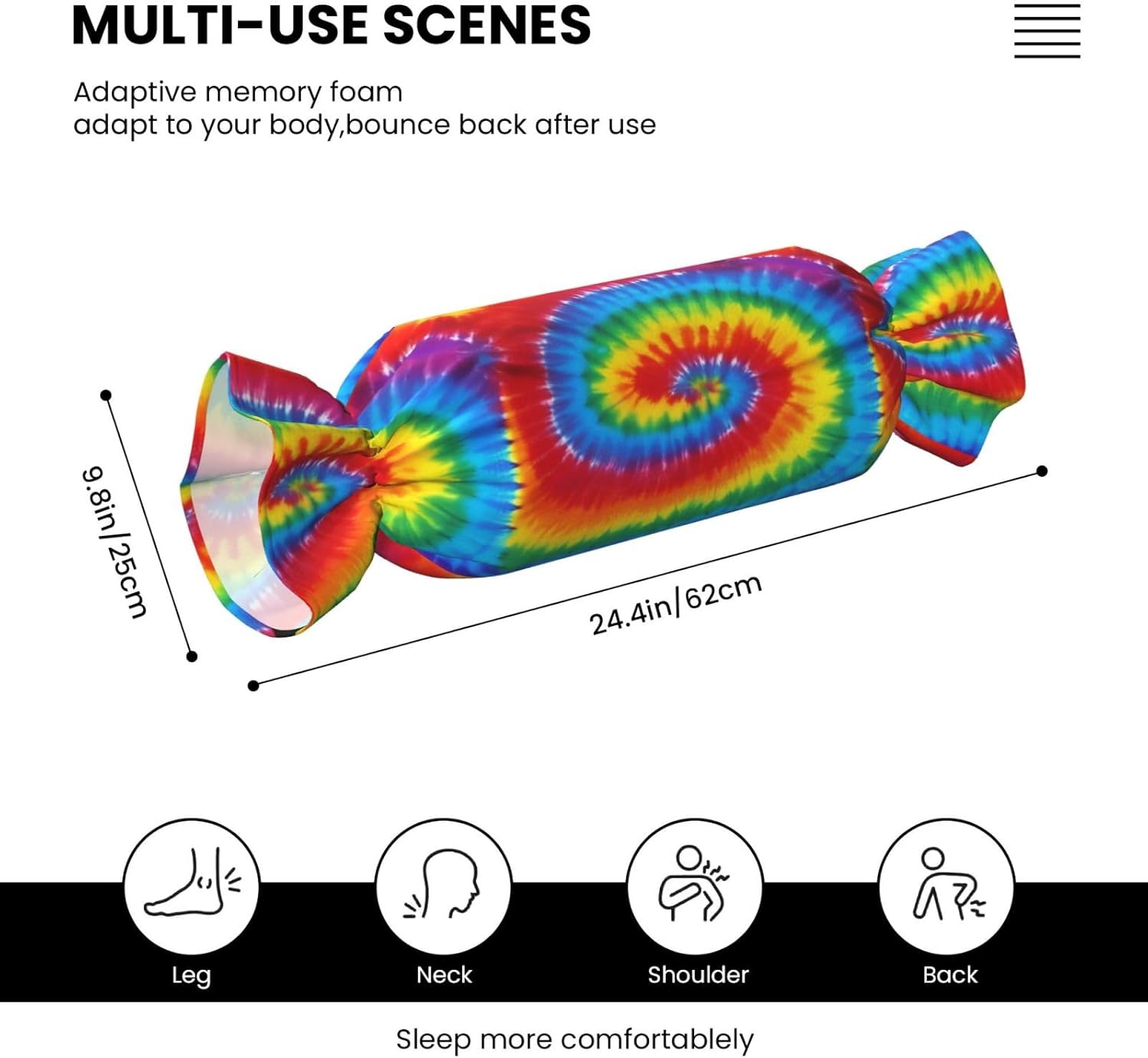 Dye Hippies Print Candy Cylindrical Pillow Round Bolster Pillows Versatile Use Decor Bedroom Travel