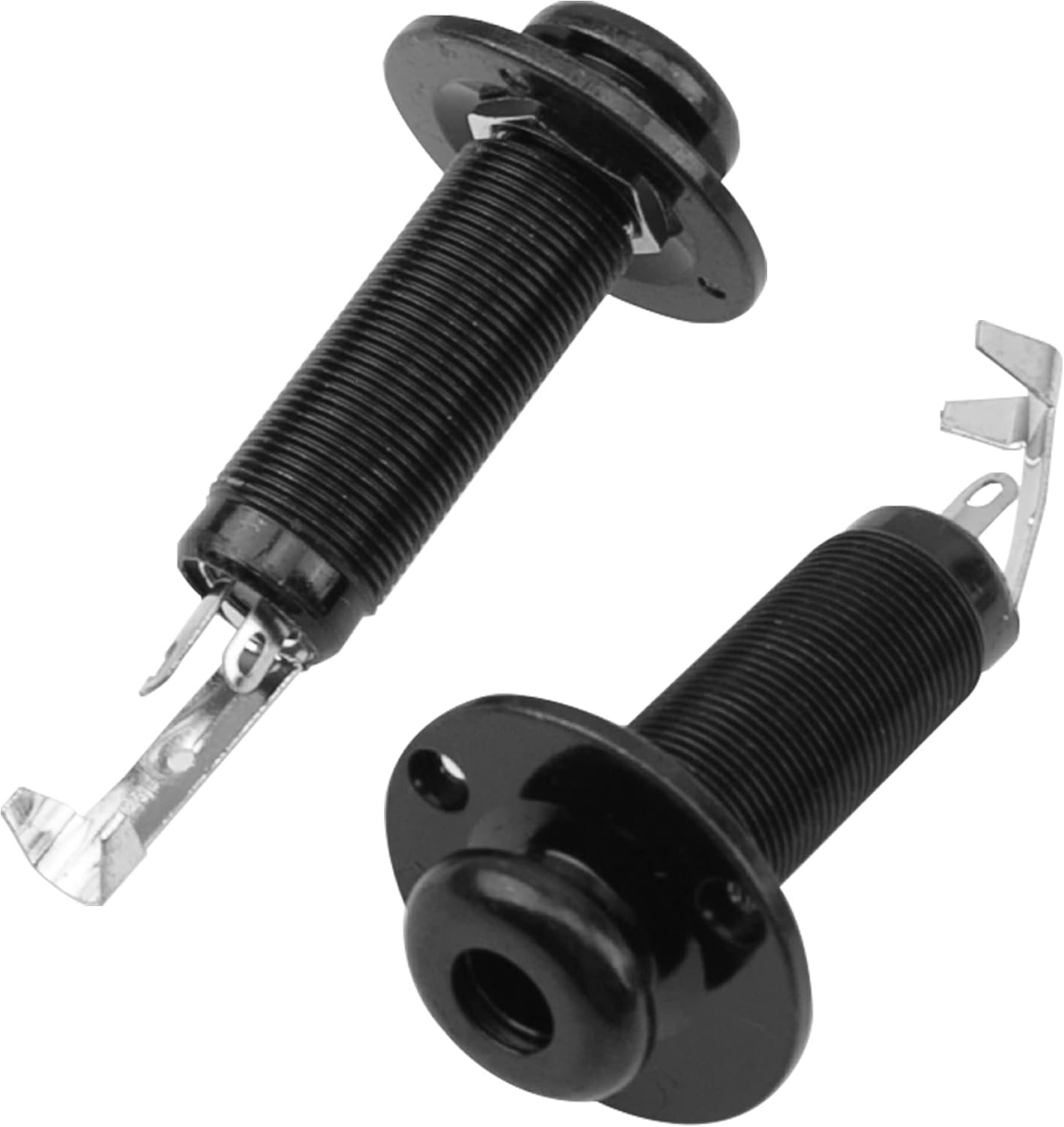 2Pcs Yootones 6.35mm Electric Guitar Bass Mono Endpin Output Jack Strap Button Jack Socket Compatible with Acoustic Electric Guitars (Black)
