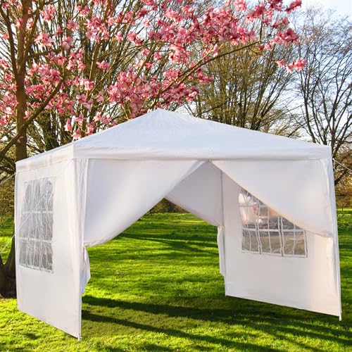 Trygoal 10x10 Outdoor Canopy Tent, Portable Waterproof Party Tent with 4 Sidewalls, Heavy Duty Outdoor Canopy for Backyard Parties, Wedding, Camping & Outdoor Events, White by Trygoal - Used condition - Image 2