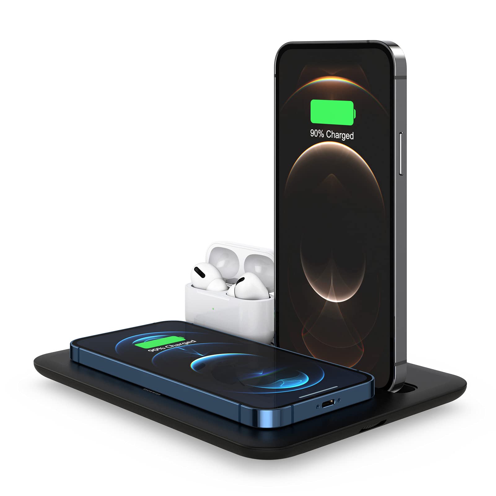 Cocoarm Estación de Carga Inalámbrica 5 en 1, Carga Rápida de 15W