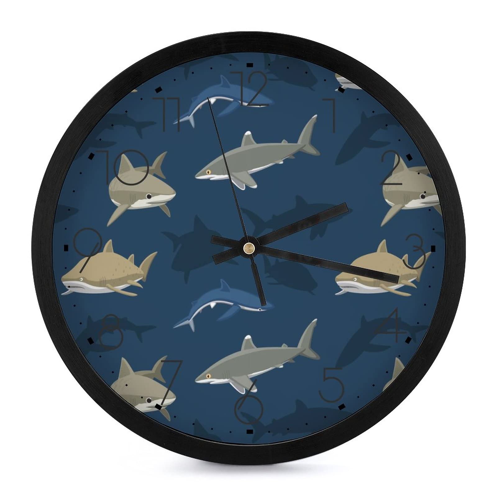 Horloge Murale Requin Décorative Ronde pour Chambre d'Enfant