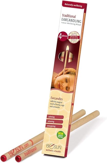 4 Pieces (2 Pairs) Original BIOSUN Traditional Earcandles, Honey/Sage/Camomile