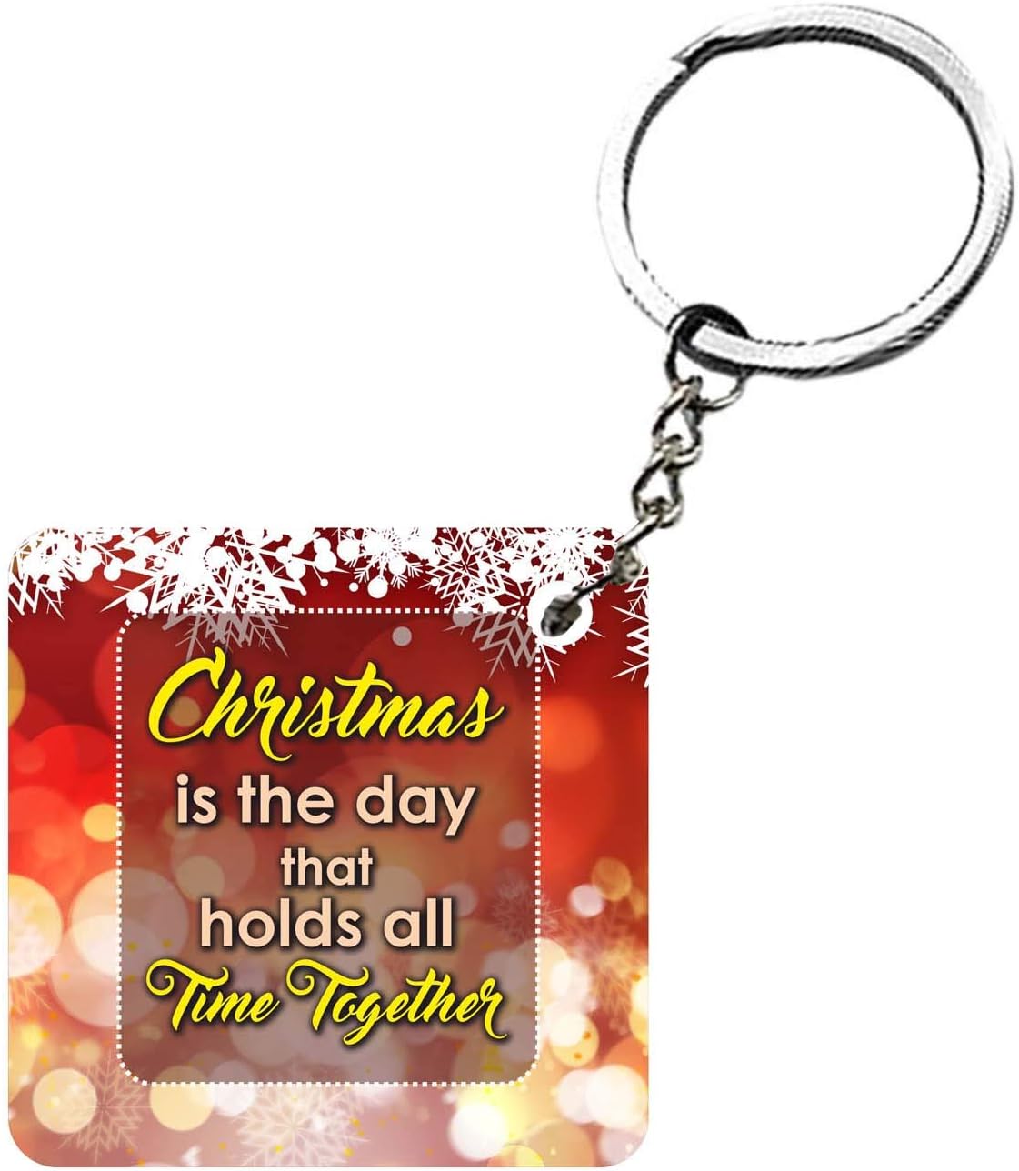 FUNKY STOREChristmas Gifts Time Together Christmas Keychain Wooden Keyring (2.5 x 2.5 Inches)
