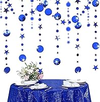 Vista 1 de Decoración de Fiesta Dorada Champaign, Guirnalda Colgante de Círculos de Puntos y Estrellas Doradas Champaign, Decoraciones de Serpentinas