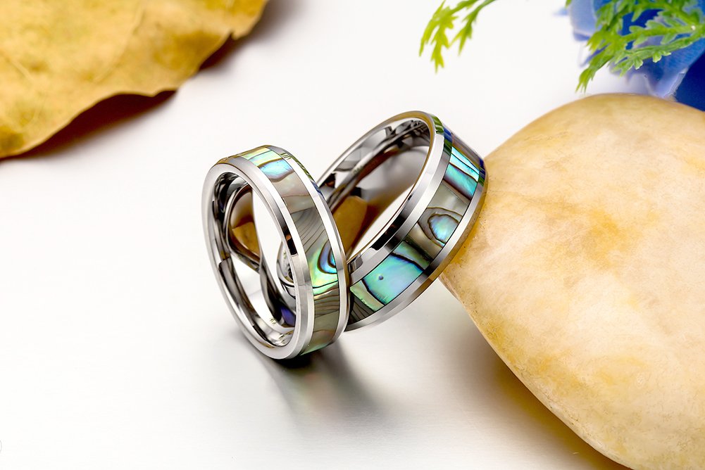 JewelryWe Hombre tungsteno abulón
