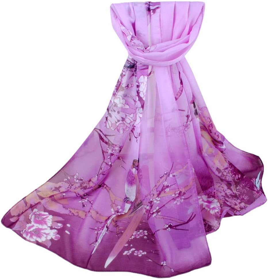 Toamen Womens Scarf Chiffon Flower Printed Soft Shawl Scarves Wrap Stole