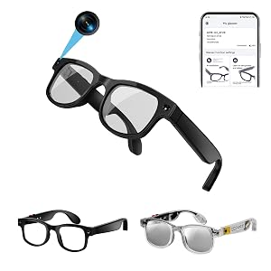 AI Smart Glasses with Camera and Multi-Language Real-Time Translator Anti-shake 1200P HD Hands-Free Video Recording Bluetooth Audio Noise