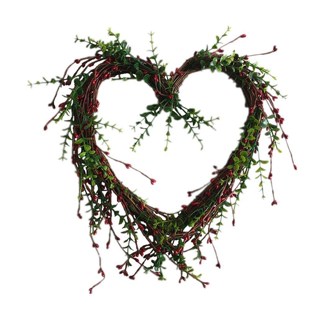 Couronne de fleurs artificielles cœur pour embellir vos murs et fenêtres ternes