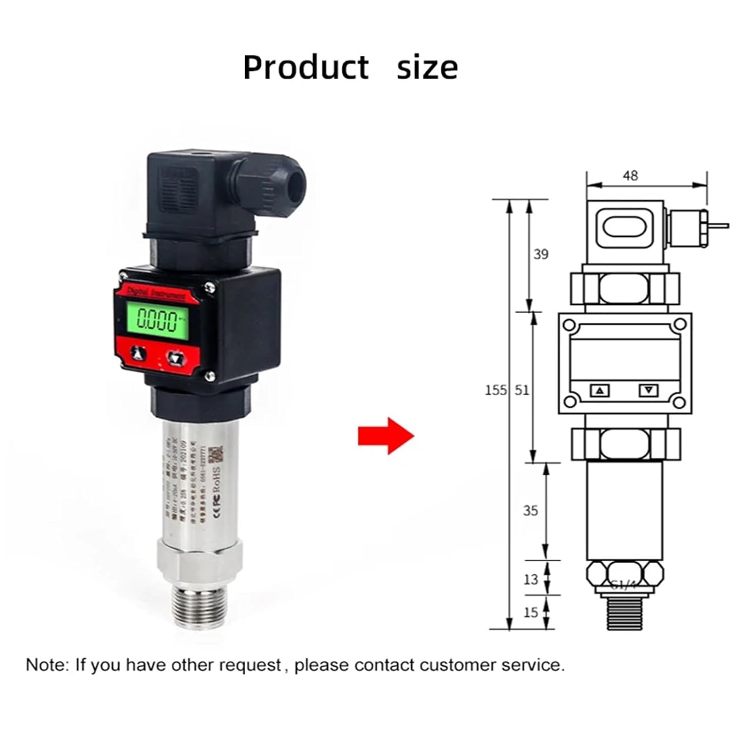 1pc 4-20mA Pressure Transmitter Measurment -1-0-1000bar 5V 10V Output Water Oil Gas Pressure Sensor G1/4 Pressure Transducer(0-5V,0-4bar)