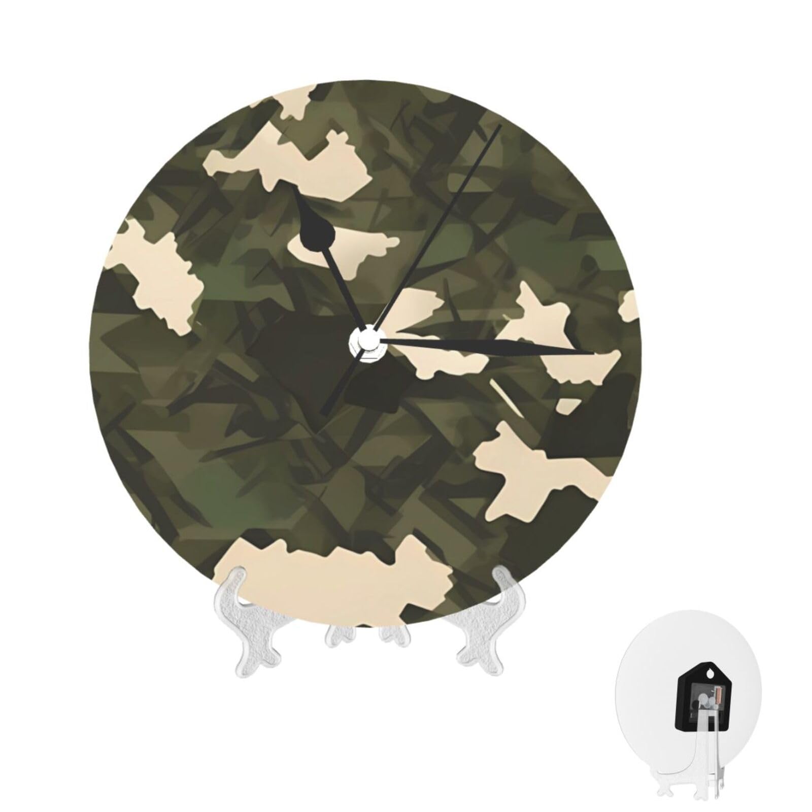 Horloge murale décorative haut de gamme ronde moderne motif militaire et épuré