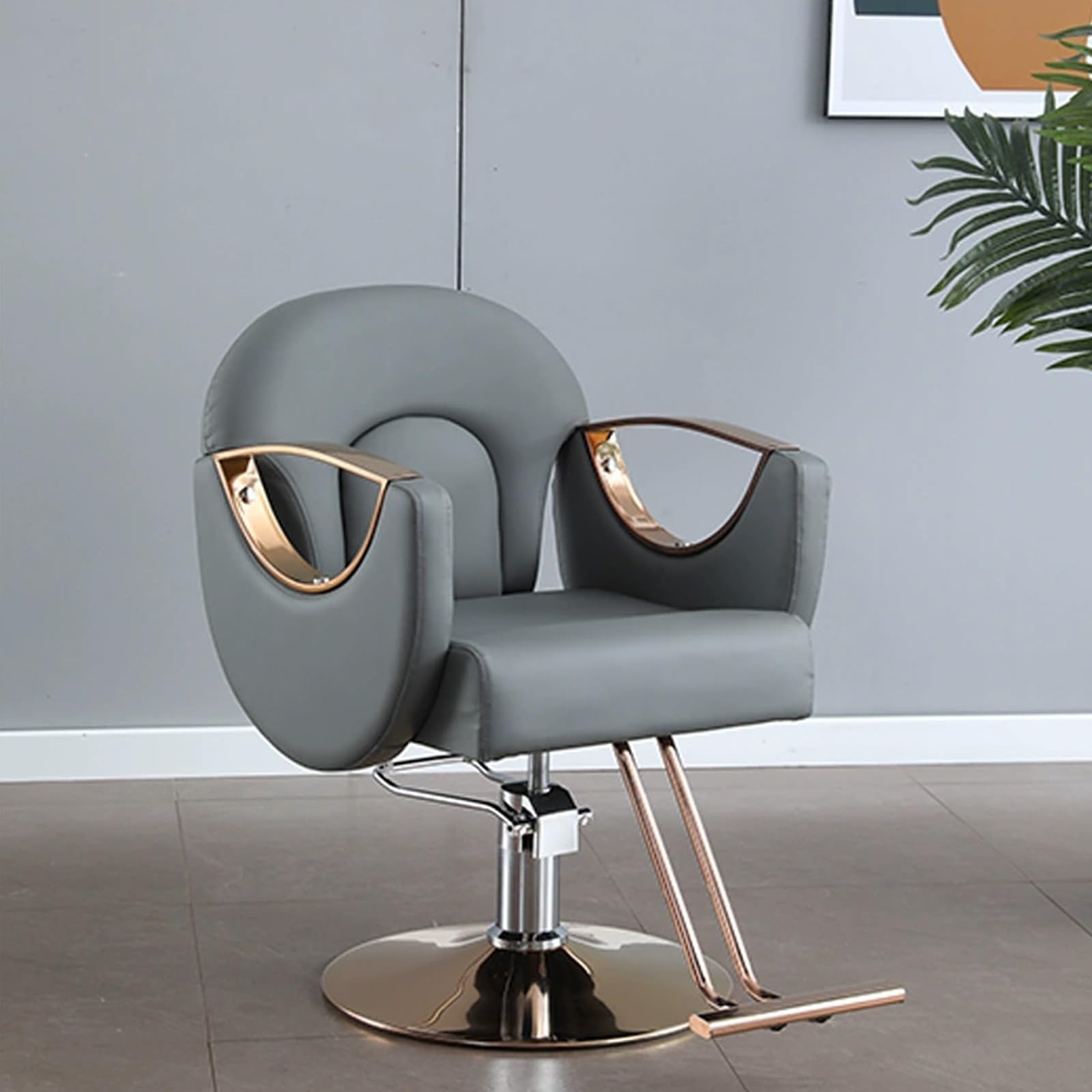 Sillones de peluquería, sillón reclinable para estilistas: Altura Ajustable, rotación de 360°, Cuero sintético con Espuma de Alta Densidad, reposapiés, Ideal para barberías y spas (Gris).