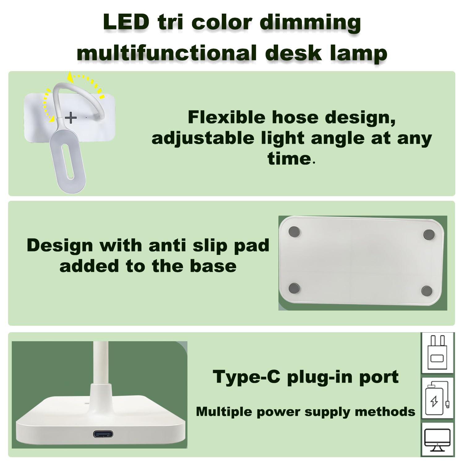 2 lámparas LED de escritorio, lámpara de mesa, luz de noche para el hogar, 3 modos de iluminación, carga rápida inalámbrica, control táctil de luz de escritorio con cuello de cisne ajustable 5