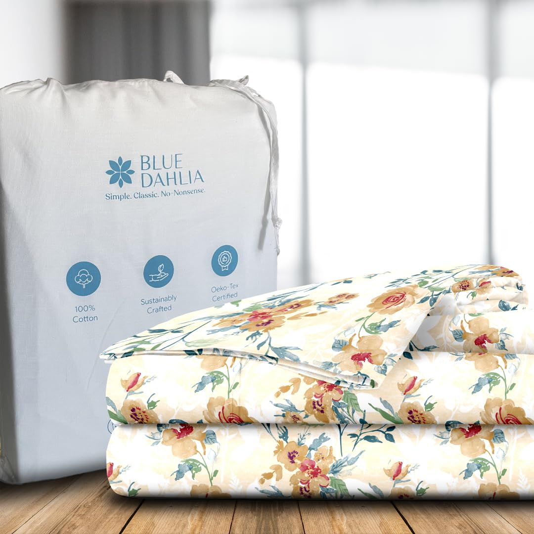 Blue Dahlia 100% Cotton Elastic Fitted Sheet Set King Size Up to 12" Deep Pocket, 254TC -1 Fitted Sheet (72"x78")+2 Pillow Cover(18"x28"), SA 8000, Oeko TEX Certified -Peach (B0CQ2SCCWV) Amazon Price History, Amazon Price Tracker