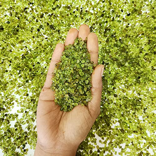 Image of Healing Crystal Chips for Vastu Natural Peridot Chips Stone 50 Gm Peridot Crystal Stone Chips Dust Raw Rough Stone for Reiki Healing Meditation