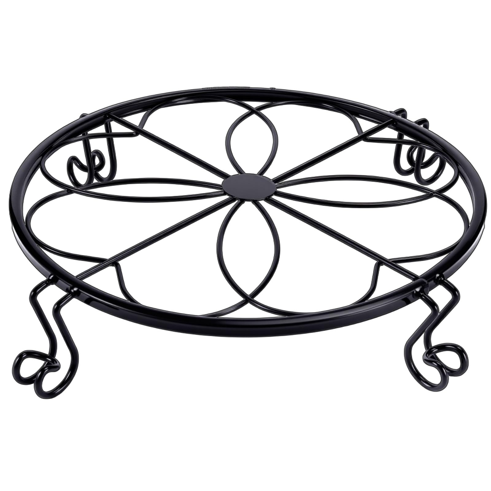 Photo 1 of 1/2/4 Pack 10/12 Inch Heavy Duty Iron Plant Stands - Rustproof Metal Flower Pot Holder for Indoor Outdoor Use, Round Wrought Iron Planter Stand for Corner Gardening, Patio, Balcony Decor- Black (12IN1PCS)