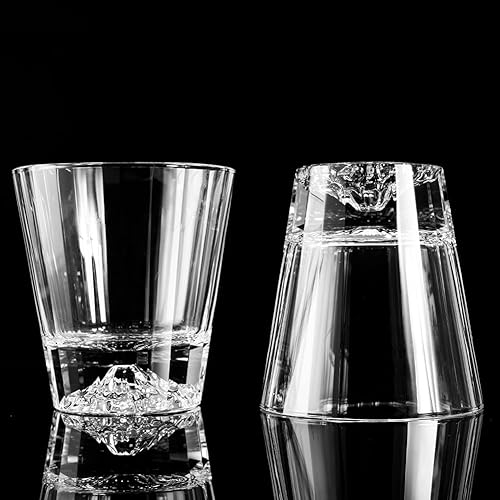 XIANGBAN Vasos de whisky, vasos de bebida cortados a mano de 10 onzas, vasos de whisky de cristal de cristal, vasos de borbón, vidrio anticuado,