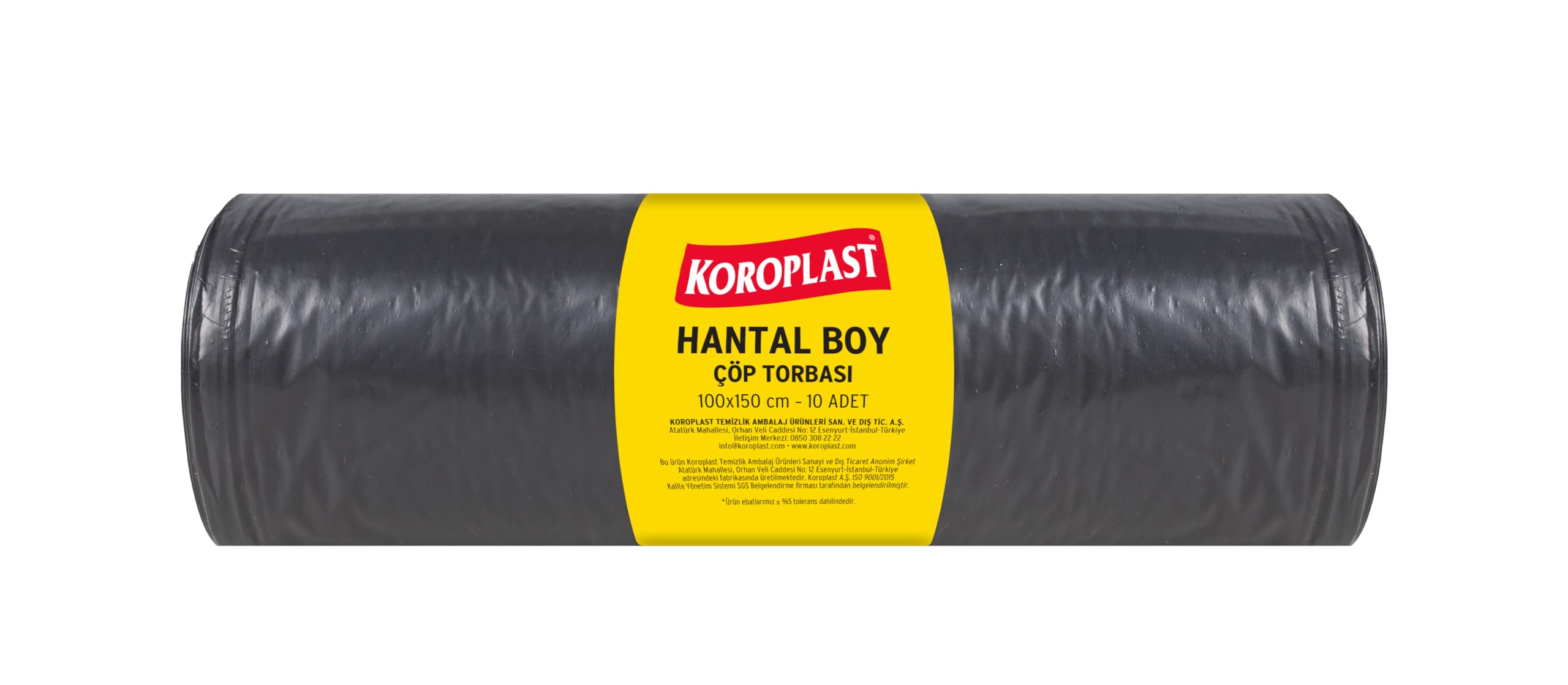 Koroplast Endüstriyel Hantal Boy Siyah Çöp Poşeti 10'lu 100x150 cm, Yırtılmaz & Sızdırmaz, Çift Katl