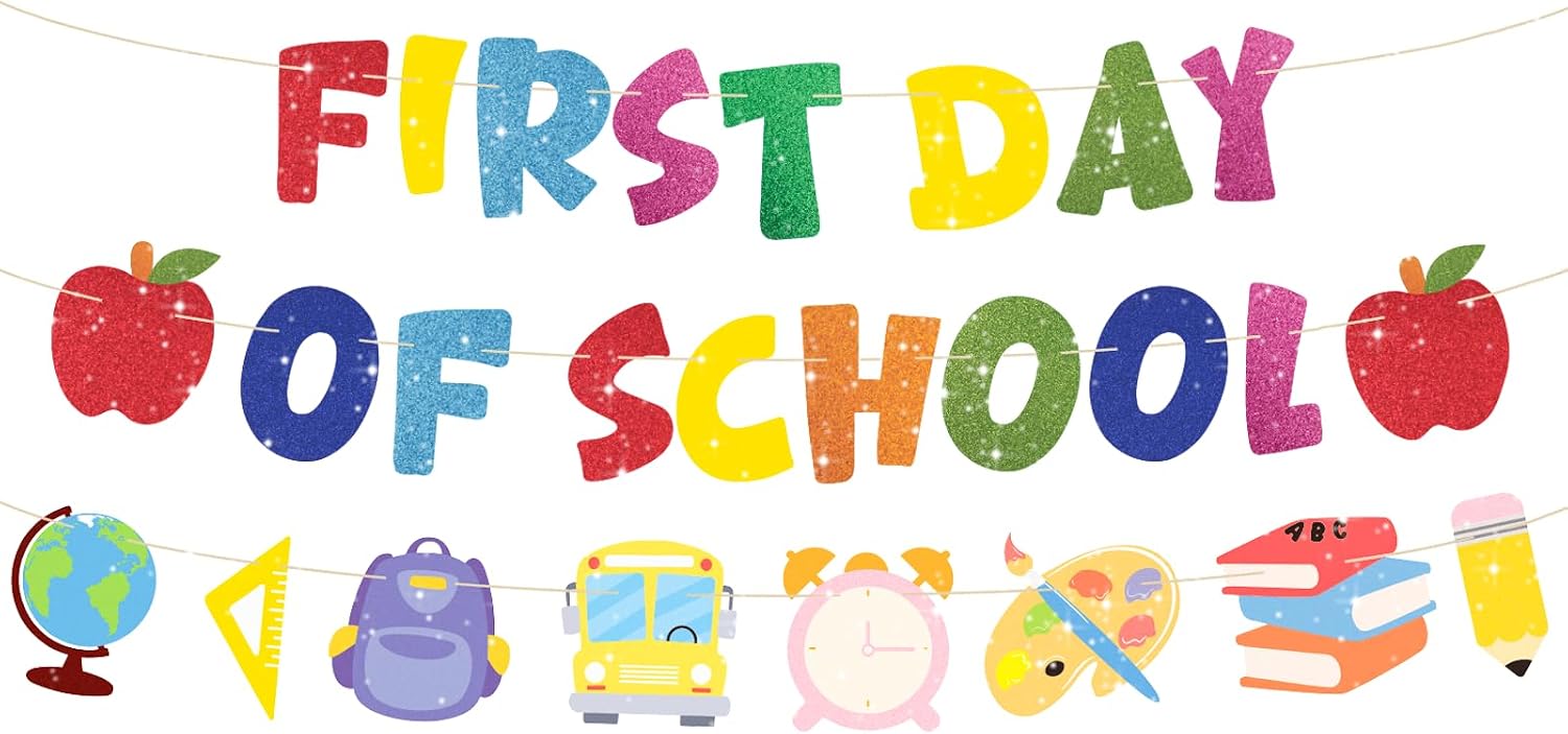 Glitter First Day Of School Banner