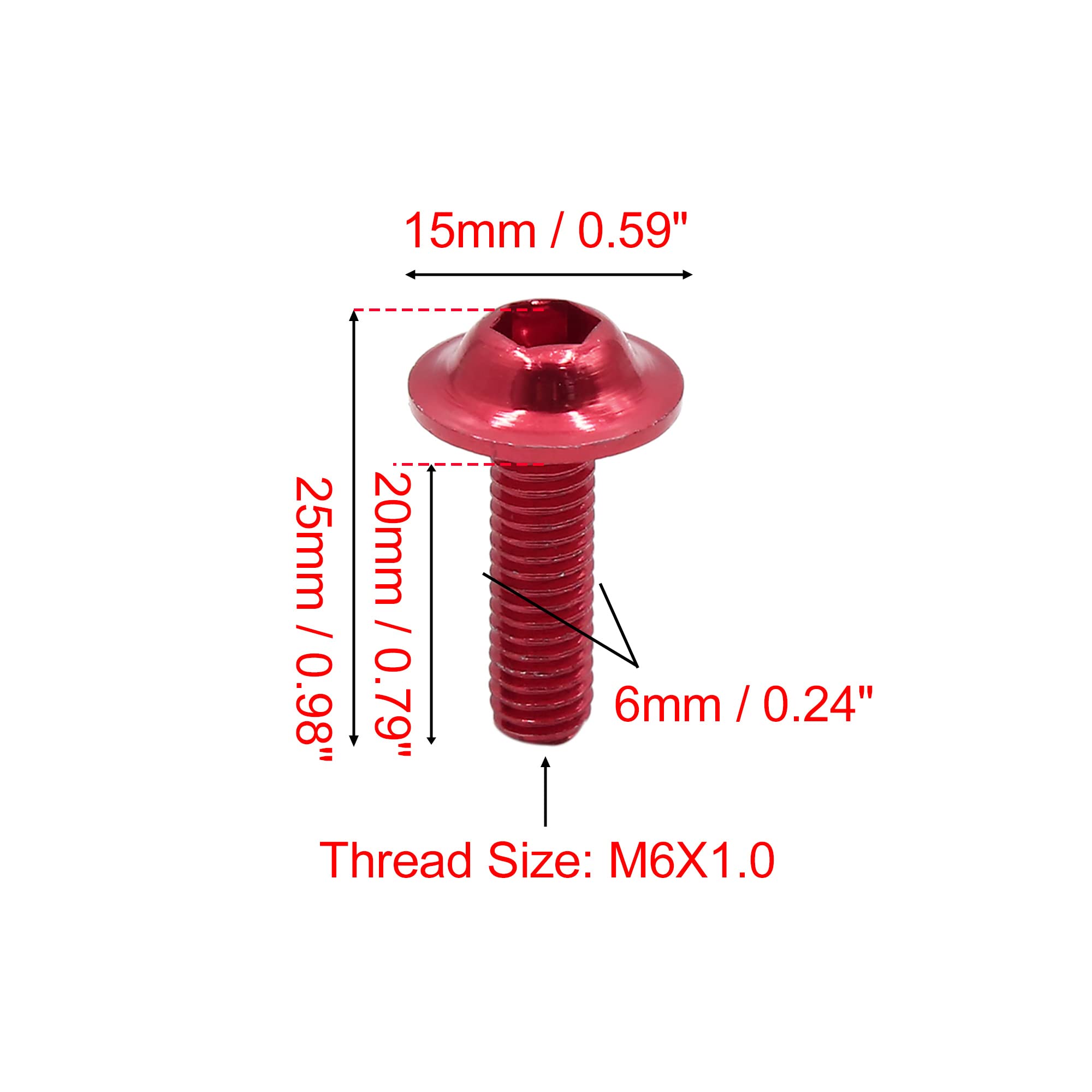 Amazon.com: uxcell 10pcs M6 Red Aluminum Alloy Hex Socket Head