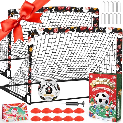 Image of Kids Soccer Goals for Backyard Set - 2 of 4' x 3' Portable Soccer Goal Training Equipment, Pop Up Toddler Soccer Net with Soccer Ball, Soccer Set for Kids and Youth Outdoor Games, Sports, Play