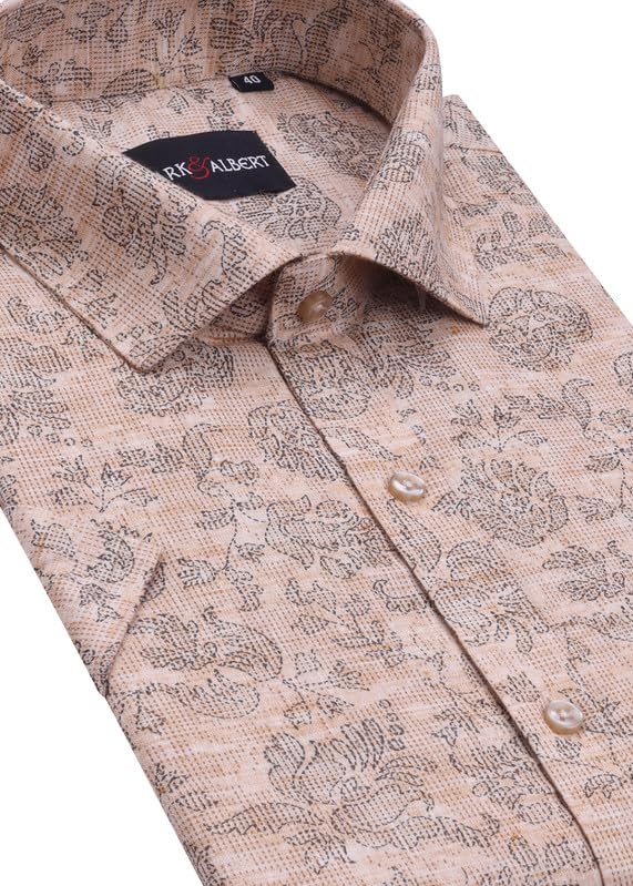 Image of Mark & Albert Men's Half Sleeve Cotton Linen Shirt Blue
