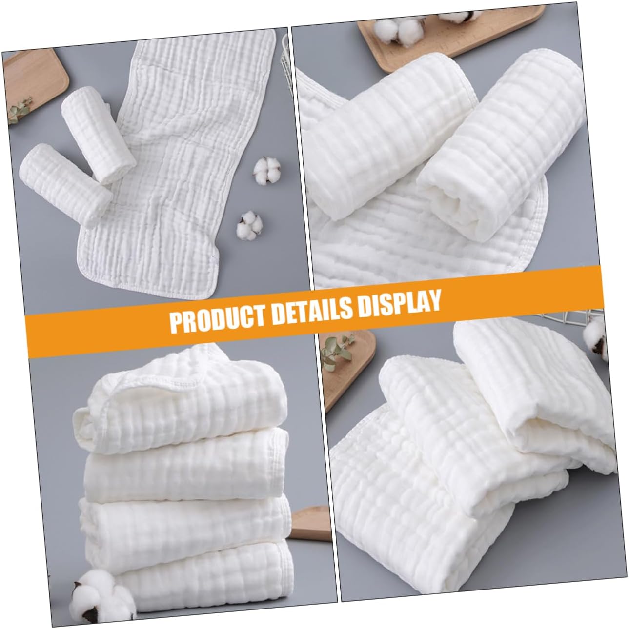 4pcs Cotton Washcloths Soft Absorbent Face Towels for Bath Gentle Touch Towels for Multi-Purpose