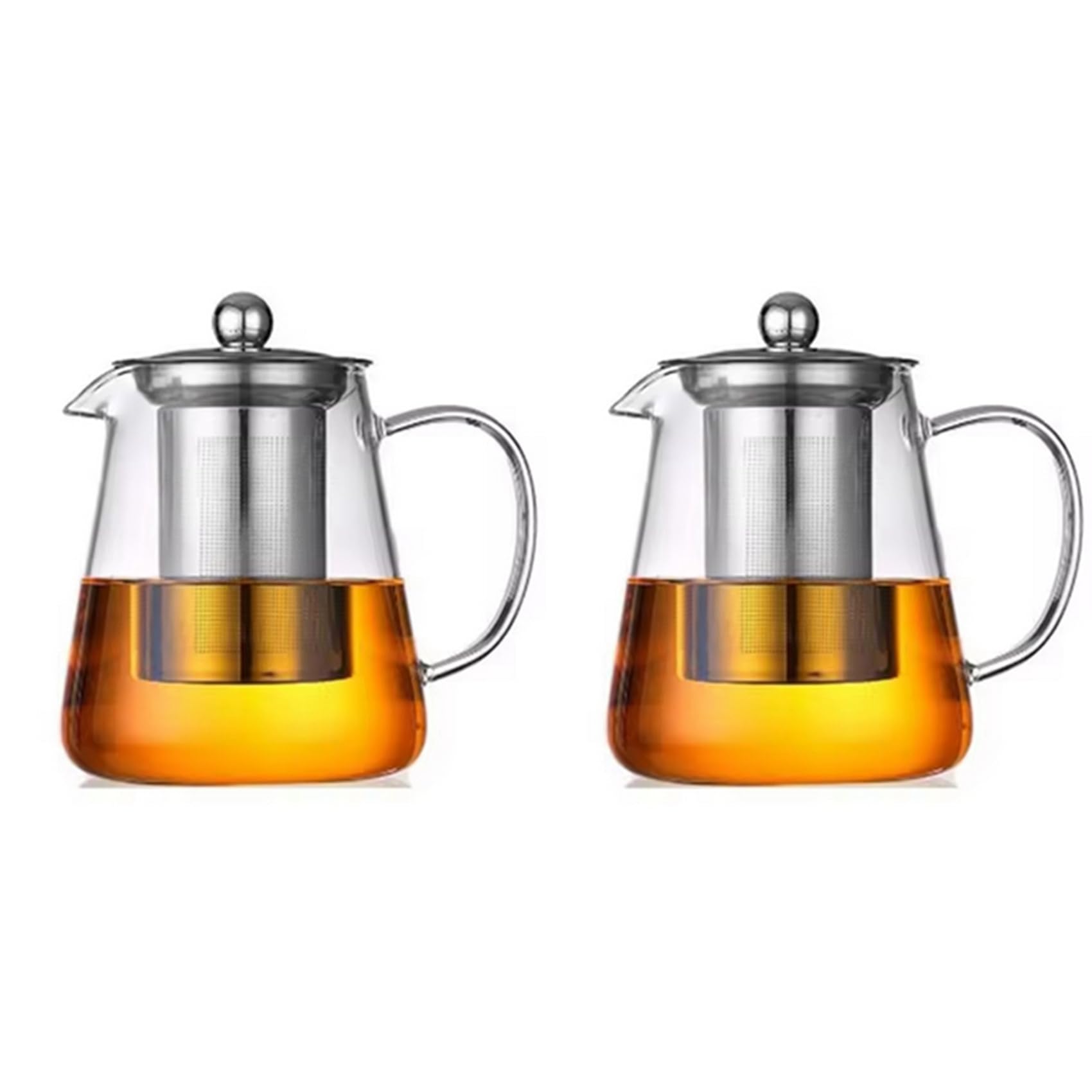 Hndhbfgrt 2X Heat Glass Teapot with Stainless Steel Tea Stra Flower Kettle Teawareiner Infuser Set Puer Oolong Pot 750ML