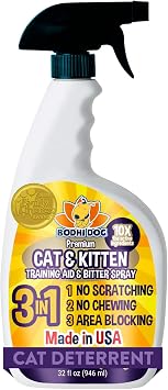 Bodhi Dog 3-in-1 Cat & Kitten Training Aid - Feline Deterrent Spray for Indoor and Outdoor Use - Protect Furniture, Rugs and Plants - Establish Boundaries & Keep Cats Off - Made in USA 32 Fl Oz